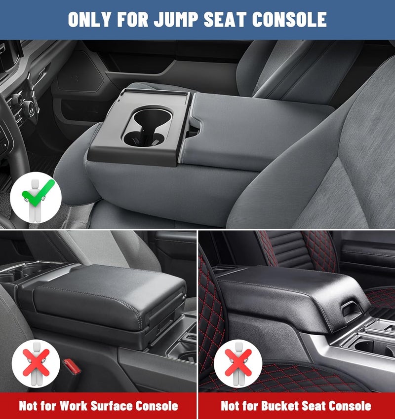 Sinvanho Center Console Organizer for 2011-2024 2025 Ford F150 F250 F350 F450 F550 F650 Accessories, Front Center Seat Headrest Storage Tray for Pickup Truck Middle Armrest Box, Jump Seat Only - Image 2